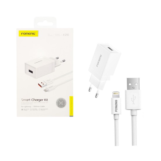 Foneng Charger K210 with iPhone Cable 2.1A White